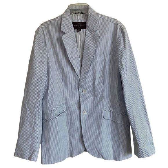 Black Brown Seersucker Striped Sport Coat Blazer Preppy Quiet Luxury Size Large - Picture 1 of 6